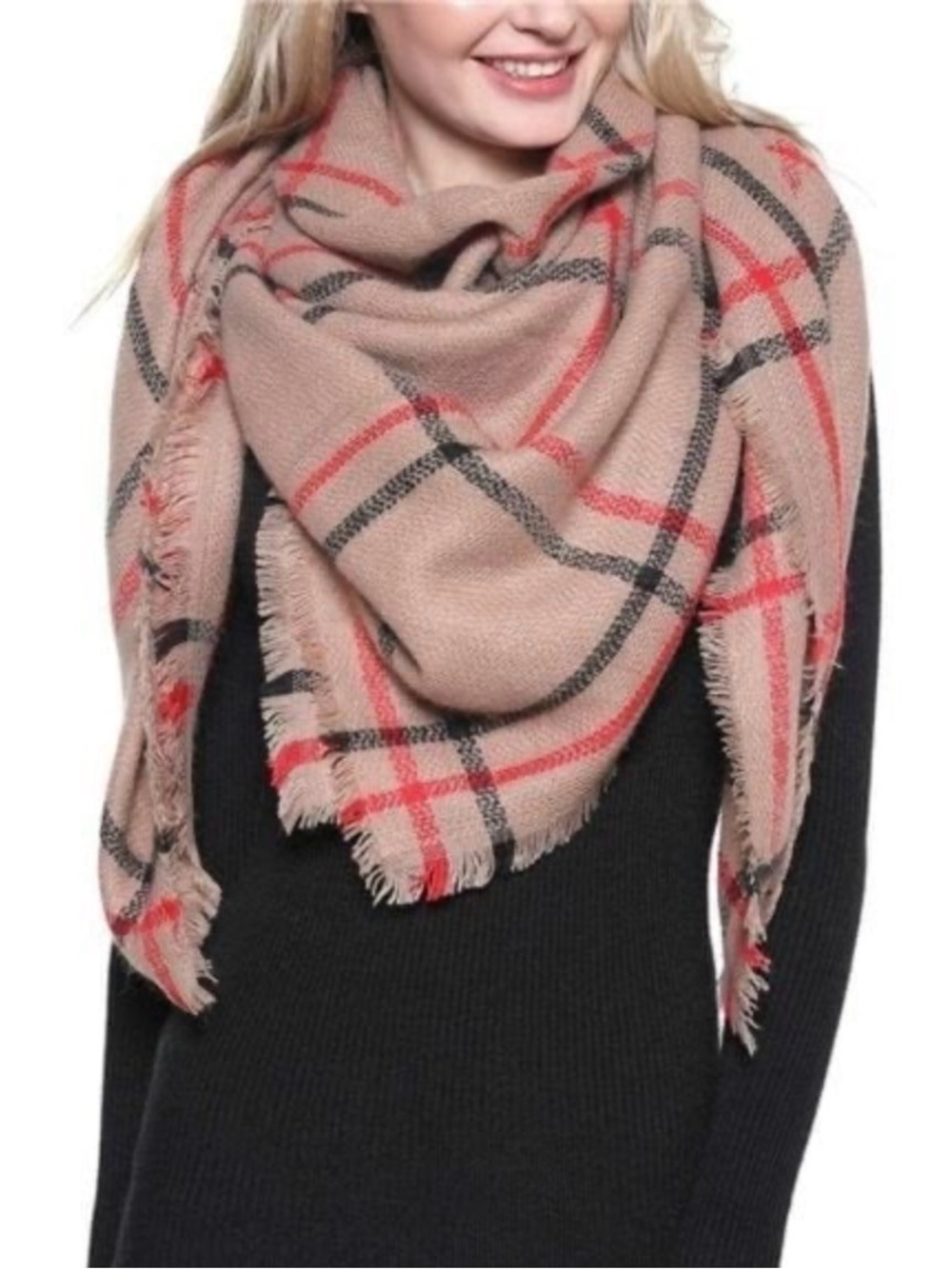 Dimore Plaid Print Oversized Blanket Scarf Tartan Checked Shawl Wrap Pashmina